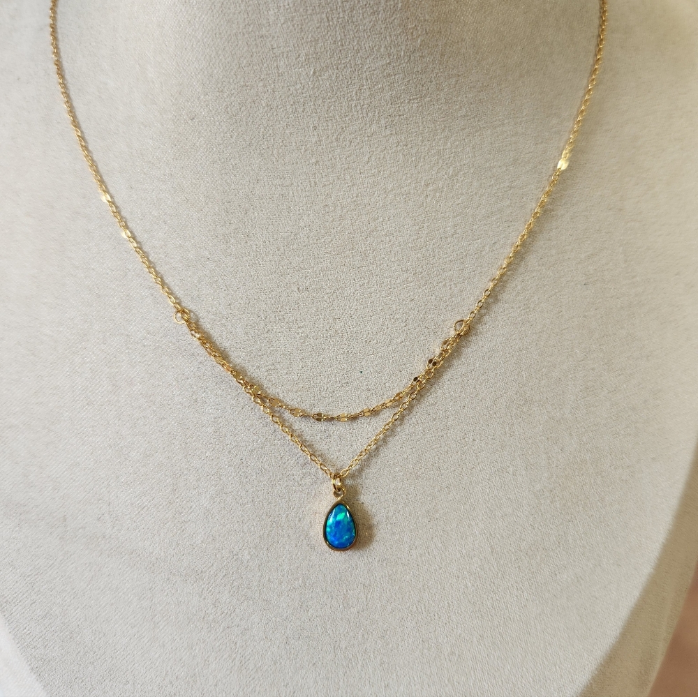 Gold Teardrop Opal Necklace